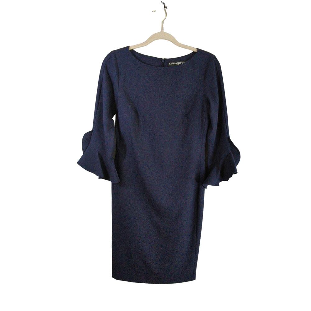 Karl Lagerfeld Paris Dress Womens 2 Navy Blue Sheath Lined